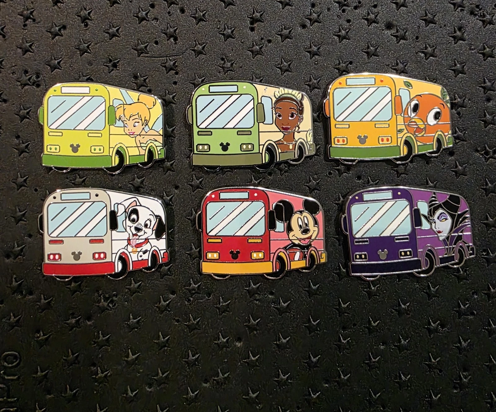 Disney World WDW Bus 6 Pin Set 2026 Wave A Hidden Mickey With Maleficent Chaser!