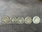FIVE CIRCULATED 90% SILVER WASHINGTON QUARTERS ALL DIFFERENT DATES FOR ONE MONEY