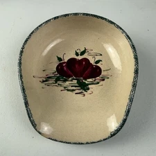 Art Pottery Stoneware Apple Theme Large Spoon Ladle Rest Country Primitive USA