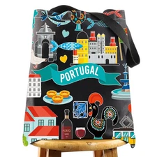 Portugal Trip Tote Bag, Travel Gift, Culture Reusable Shoulder Bag, Decor