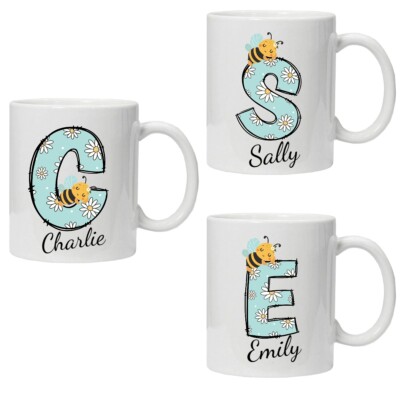Personalisierte Neuheit Tasse Faule süße Biene beliebige Initiale beliebiger Name personalisiert verpackt