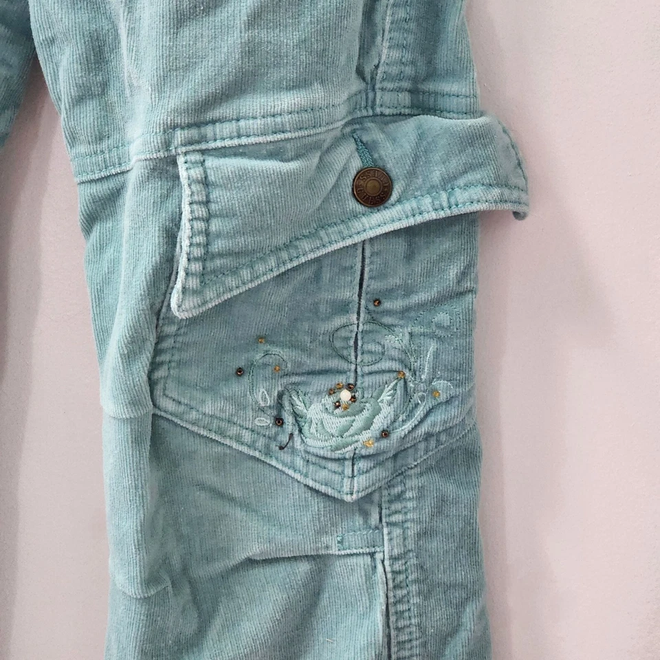 Pantalones cargo de pana Guess para niñas Bootcut pierna recta 00s Y2K bordados talla 6 Foto 4 de 4