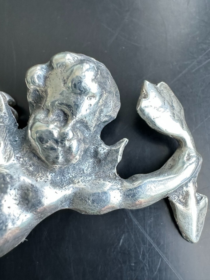 SOLID CAST 925 STERLING SILVER  CUPID BROOCH - image 4