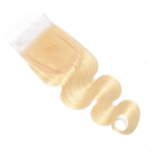 Brazilian 100% Human Hair 613# Color 4*4 Lace Closure Body Wave Free Part - Picture 9 of 9