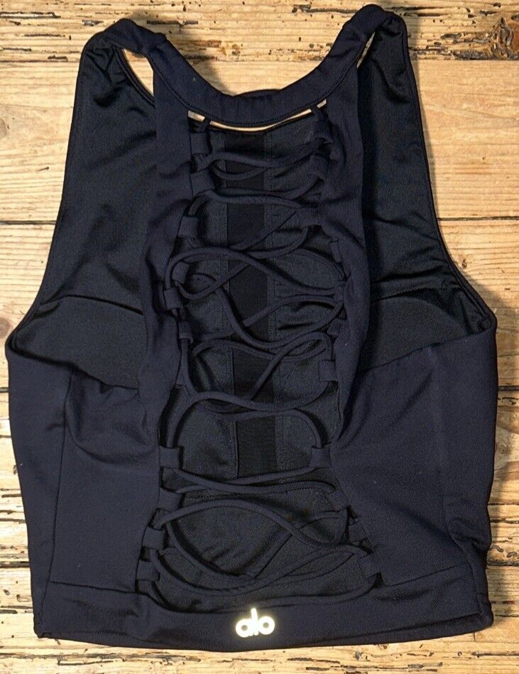 Alo Yoga Movement Sports Bra Longline Women's Size S Black Alo Yoga Movement Sports Bra Longline Women's Size S Black