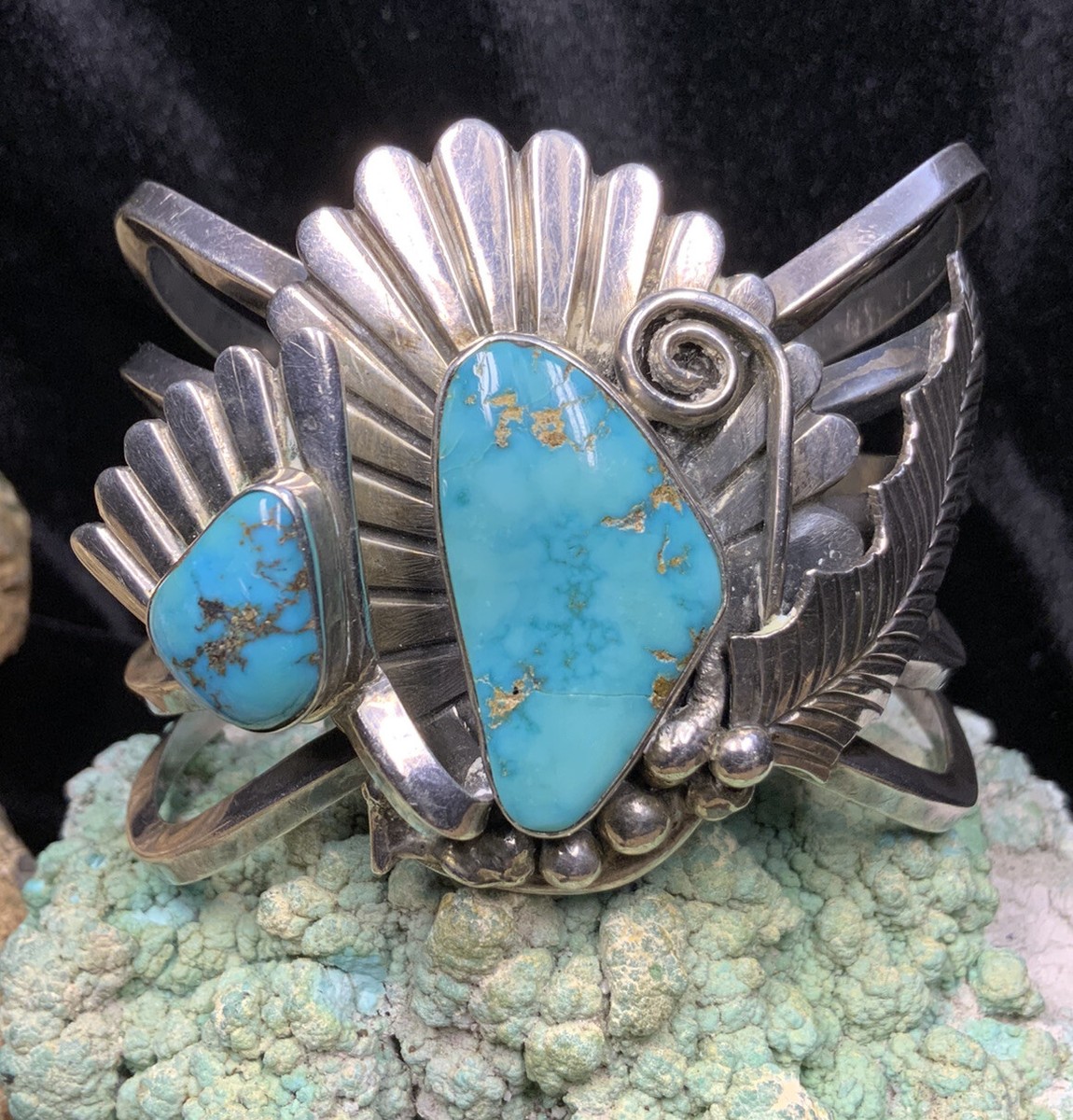 IMPORTANT! Hopi “Lewis Lomay” Sterling Silver & Turquoise Cuff