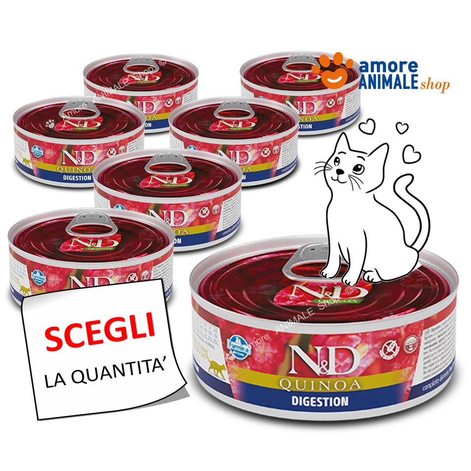 Farmina Chat ADULTE N&D Quinoa Boîtes de 80 gr DIGESTION Pâtée Chat Chats - Photo 1/1