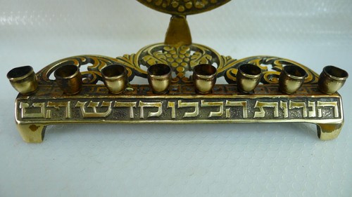 Judaica Hanukkah Menorah bellissimo ottone vintage - Foto 3 di 8