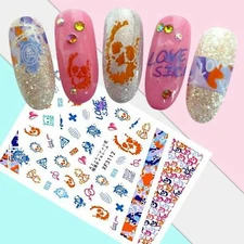 Nail Art 3D Decal Stickers skull bones heart love sick XF3112