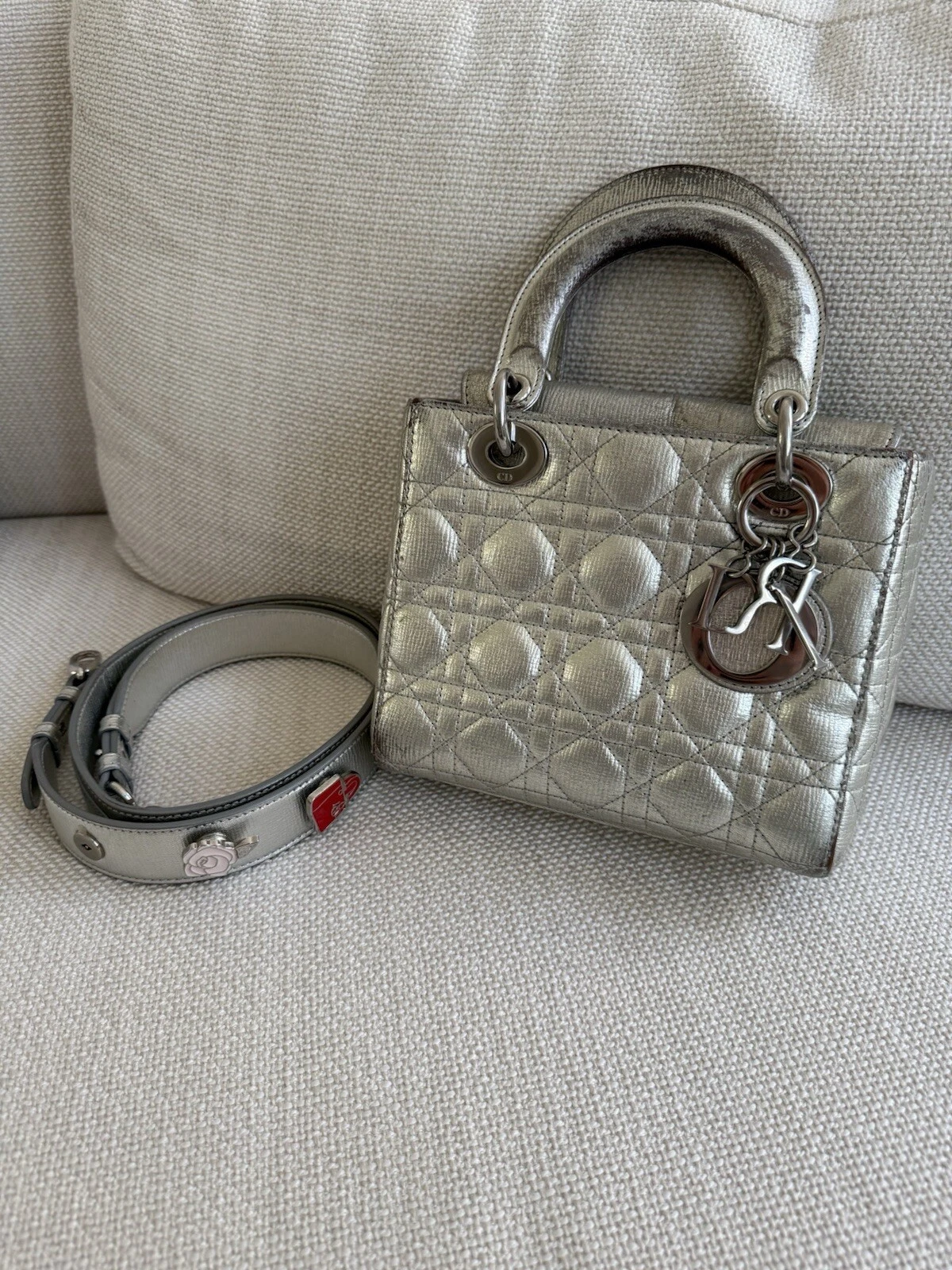 Lady Dior Small My ABC argent