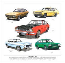 FORD CAPRI Mk1 FINE ART PRINT - 2000GT 3000GT Perana V8 RS3100 Broadspeed Bullit