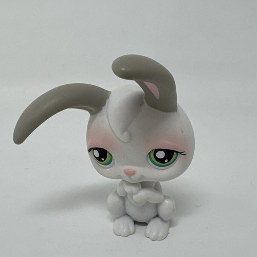 Littlest Pet Shop LPS #211 Bunny White And Grey Green Eyes Pink Around Eyes - 第 8/11 張圖片