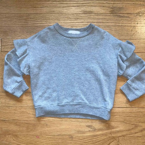 Burberry Children's Girl's Sweatshirt in Gray with Ruffle Sleeve Detail (Sz 4Y) - Picture 2 of 12