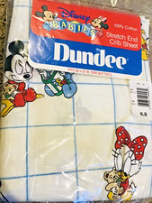 Disney Babies Vtg Dundee Stretch Fitted Crib Sheet Mickey Minnie Mouse Pluto NOS