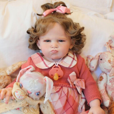 28'' Artist Painted Reborn Baby Doll Toddler Girl Doll Rooted Hair Handmade Toy