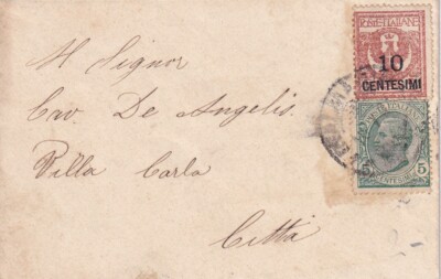 15891-KINGDOM, ENVELOPE FROM? AL CAV. DE ANGELIS VILLA CARLA, OVERPRINT 10 c. SU 2+5c