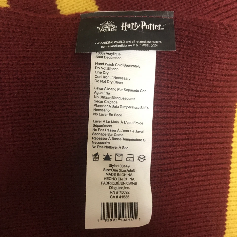 Harry Potter Movie Gryffindor 60" Knit Scarf Wizarding World Costume Accessory - Image 3 of 4