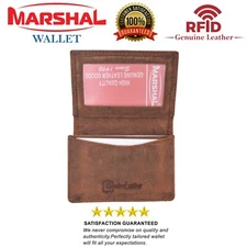 Soft Vintage Genuine Leather RFID Business Card ID Holder with Expandable Pocket