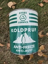 Vintage  Cities Service Koldpruf Anti Freeze 1 Gallon Can With Penguin FREE SHIP