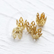 40 Pieces Raw Brass Flower Bead Cap - 6.6 7.6mm CW-3897C-D-508 