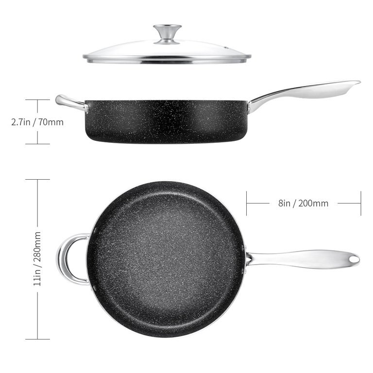 SKY LIGHT Saute Pan 11inch, Nonstick Deep Frying Pan with Lid 4 Qt 10423 eBay
