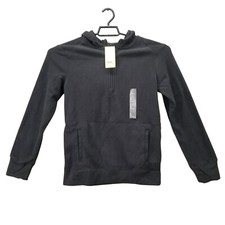 Boys All in Motion Black Microfleece Pullover Hoodie Sweatshirt 1/4 Zip XL 16 