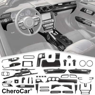 43X Dash Center Console Panel Decor Cover Trim for 15+ Ford Mustang Carbon Fiber