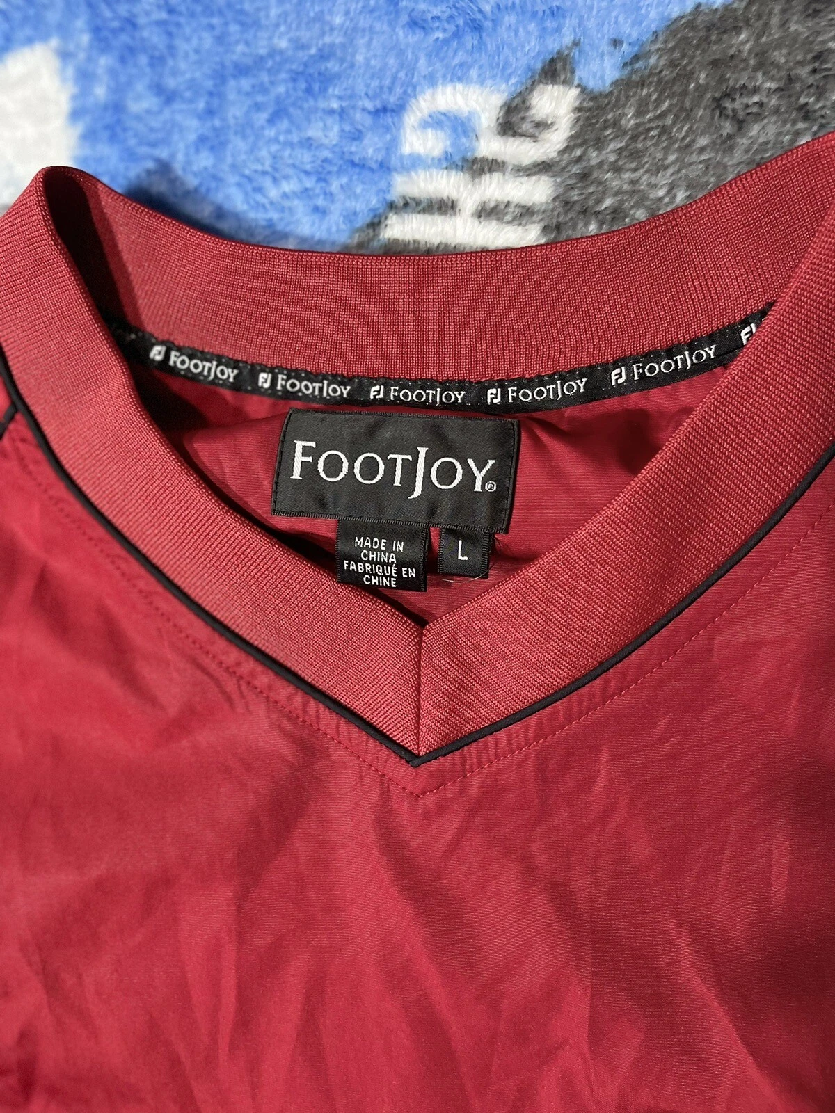 FootJoy FJ Golf Windbreaker Burnt Red Burgundy Maroon Black Trim Pullover L