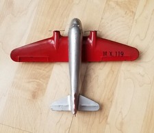 MARX Pressed Steel Red  Silver Airplane M.X. 119 Complete  Original