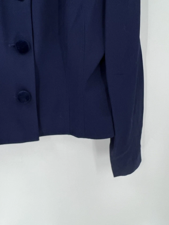 Traje Falda Lois Snyder Dani Max Mujer Vintage 10 Azul Marino Terciopelo Borde Rayón Foto 3 de 4