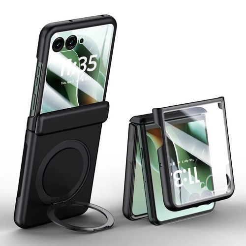 Funda de PC mate con soporte de anillo 360 para Motorola RAZR 60 Ultra 2025 cubierta de vidrio con bisagra - Imagen 7 de 24