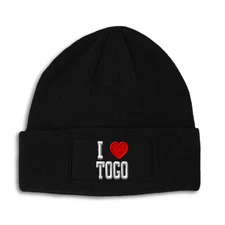Patch Beanie for Men & Women I Love Togo Winter Hats Acrylic Skull Cap Hats