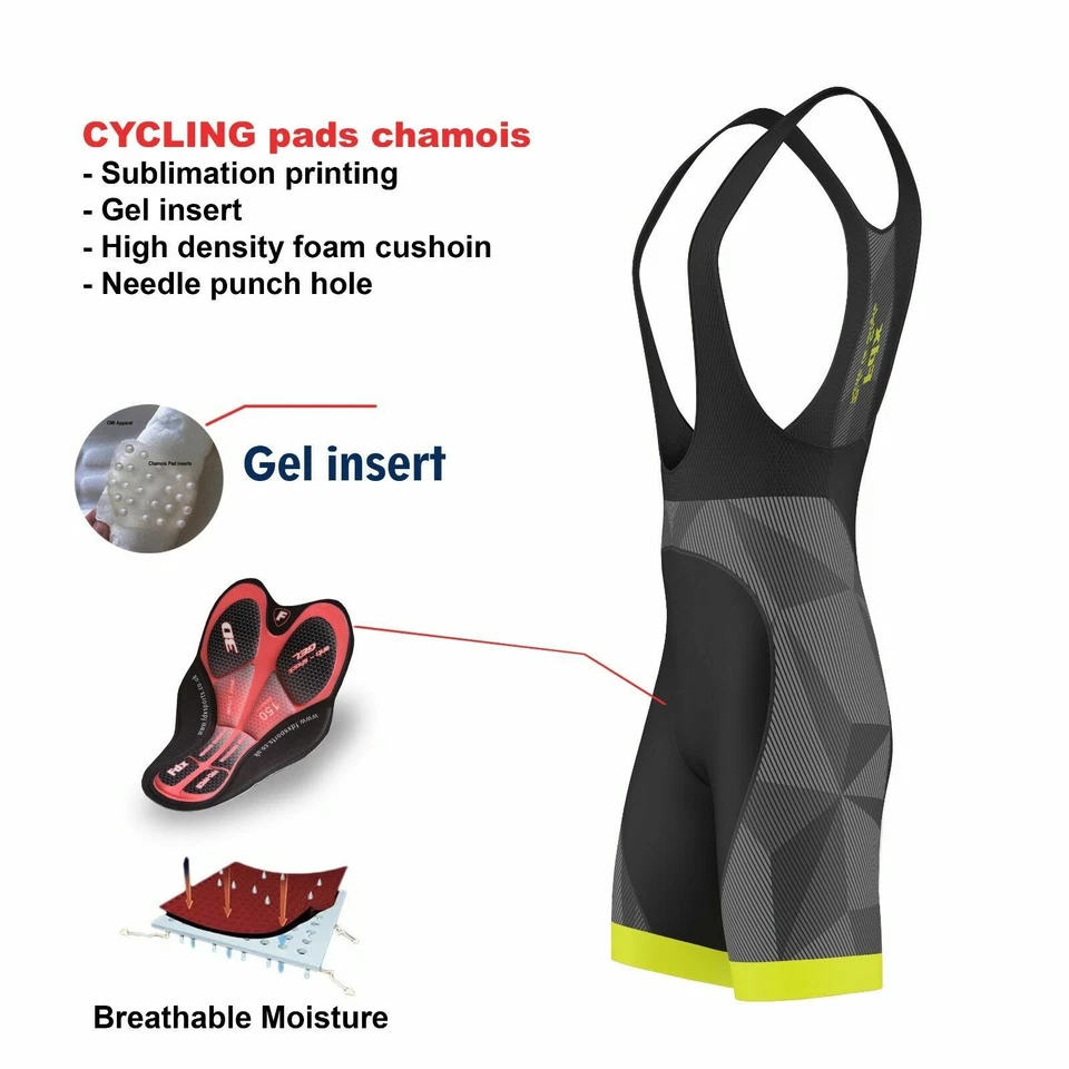 FDX Mens Classic Bib shorts Gel Padded Stylish Cycling Bib Trouser Tight Shorts - image 2 of 4