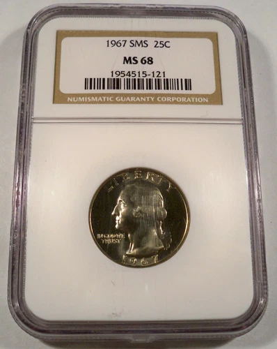 1967 NGC MS68 SMS WASHINGTON QUARTER SPECIAL MINT SET ISSUE 25c