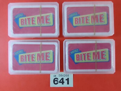 Four Packs  Heinz Playing Cards  Bite Me  Design  Sealed   With Plastic Cases