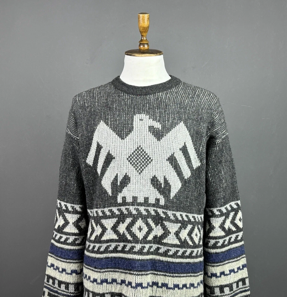 Vintage CHEVIGNON ANDJAKORDA Gray Cowichan Knitting Oversize Sweater Size XL - Image 2 of 4