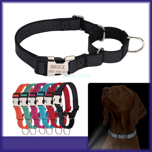 Personalized Reflective Nylon Martingale Dog Collar Custom XS S M L Dog Collar - Picture 2 of 27
