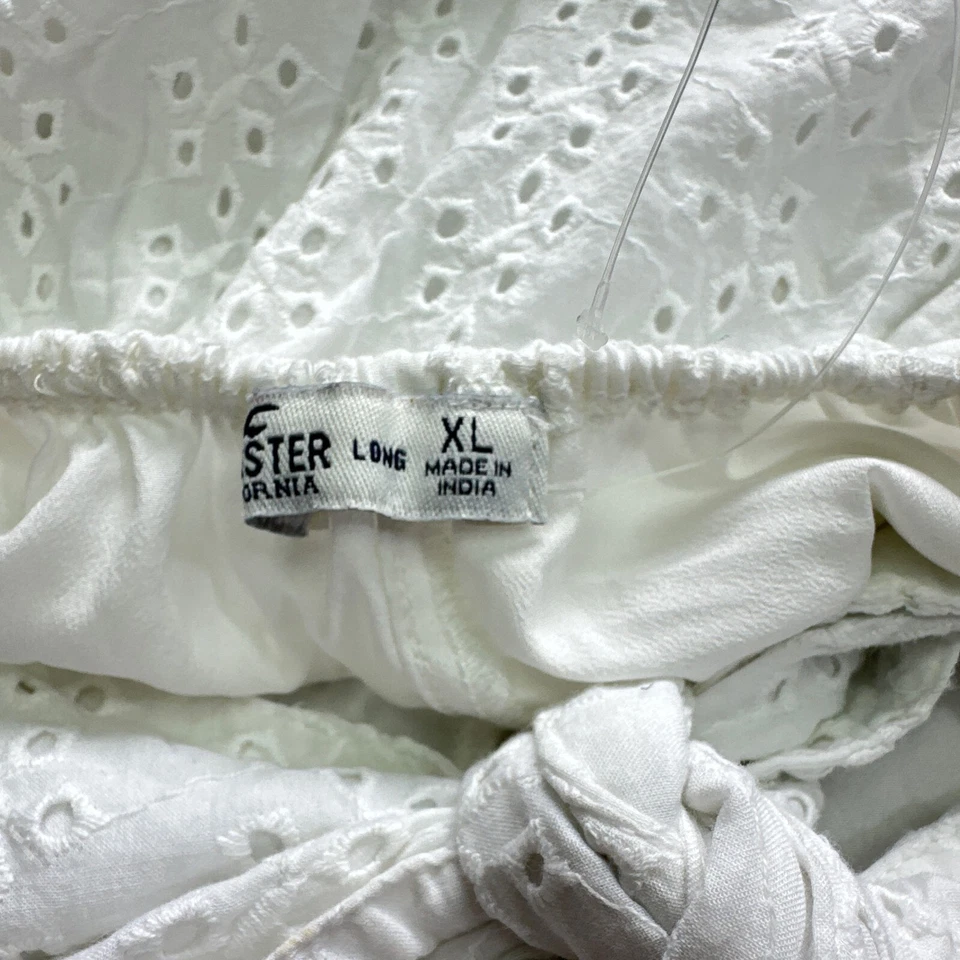 Mini Vestido Hollister XL Blanco Ojales Costero Fairycore Verano Volantes Lazo Espalda Foto 3 de 4