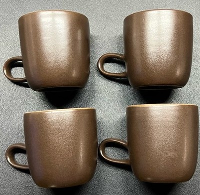 New VTG Set Of 4 Heath Ceramics Dark Brown Studio Mug 305 Low Loop