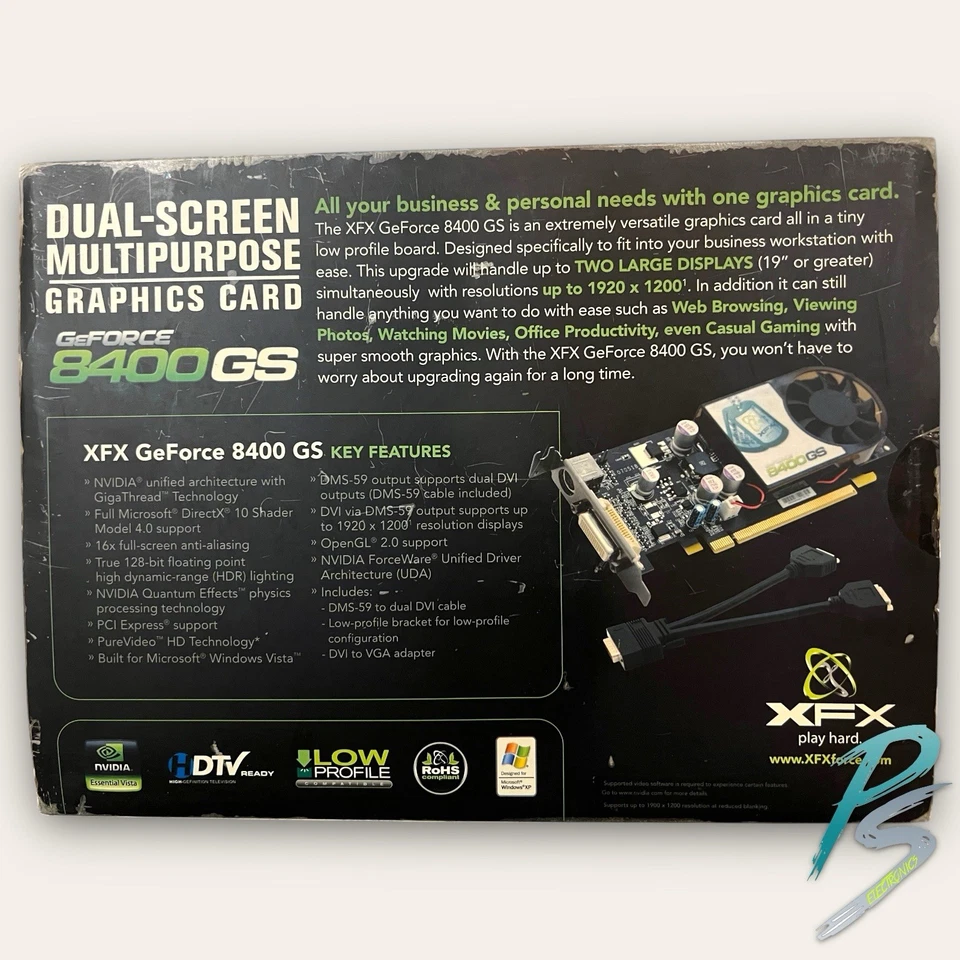 XFX GeForce 8400GS 256MB DDR2 DMS-59 Dual DVI TV PCIe Graphics Card (PVT86SWML4) - Image 3 of 4