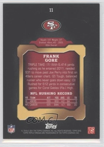 2011 Topps Triple Threads Ruby /25 Frank Gore #11 - Picture 2 of 4