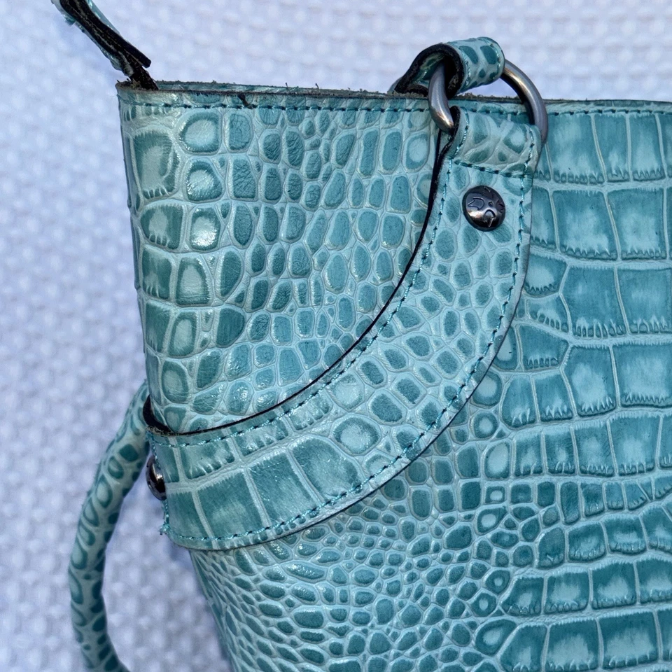 Bolso de Mano Patricia Nash Abingdon de Cuero Azul Caimán Top Cremallera Cartera Foto 3 de 4