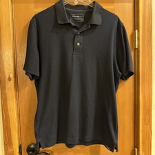 Eddie Bauer 70 Cotton Polo Shirt Mens Medium Blue Short Sleeve