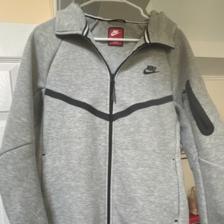 Nike Tech Fleece Hombre S Gris/Negro Cremallera Completa Chaqueta de Pista Ajuste Atlético
