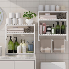 100 Bamboo Towel Rack Bathroom Storage Shelves over Toilet Towel Bar
