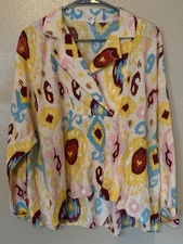 Ivy Jane Ikat High Low Top Size L Boho