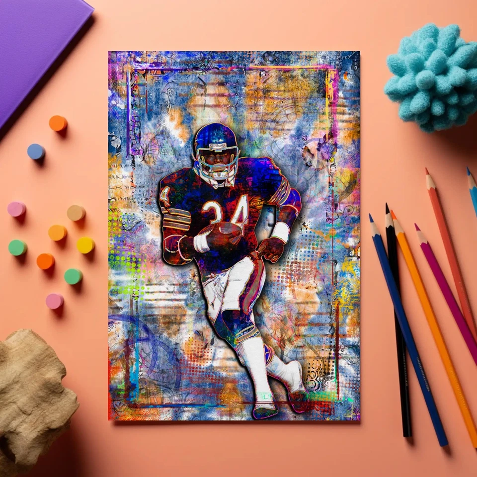 Póster arte pop Walter Payton de los Chicago Bears 20x30 pulgadas impresión de osos envío gratuito EE. UU. Foto 2 de 4