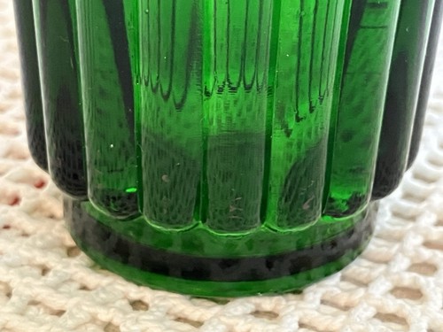 Portavelas votivas acanaladas borde burbuja verde oscuro vintage 2,5" de alto - Imagen 3 de 9