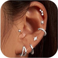 Ohrringe Gold Set 14K Hypoallergen Stud Huggie Creolen FüR Mehrfach Piercings