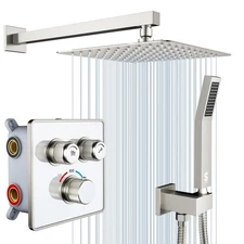 SR SUN RISE 100℉ Thermostatic Shower System,10" Luxury Rainfall Shower Head High